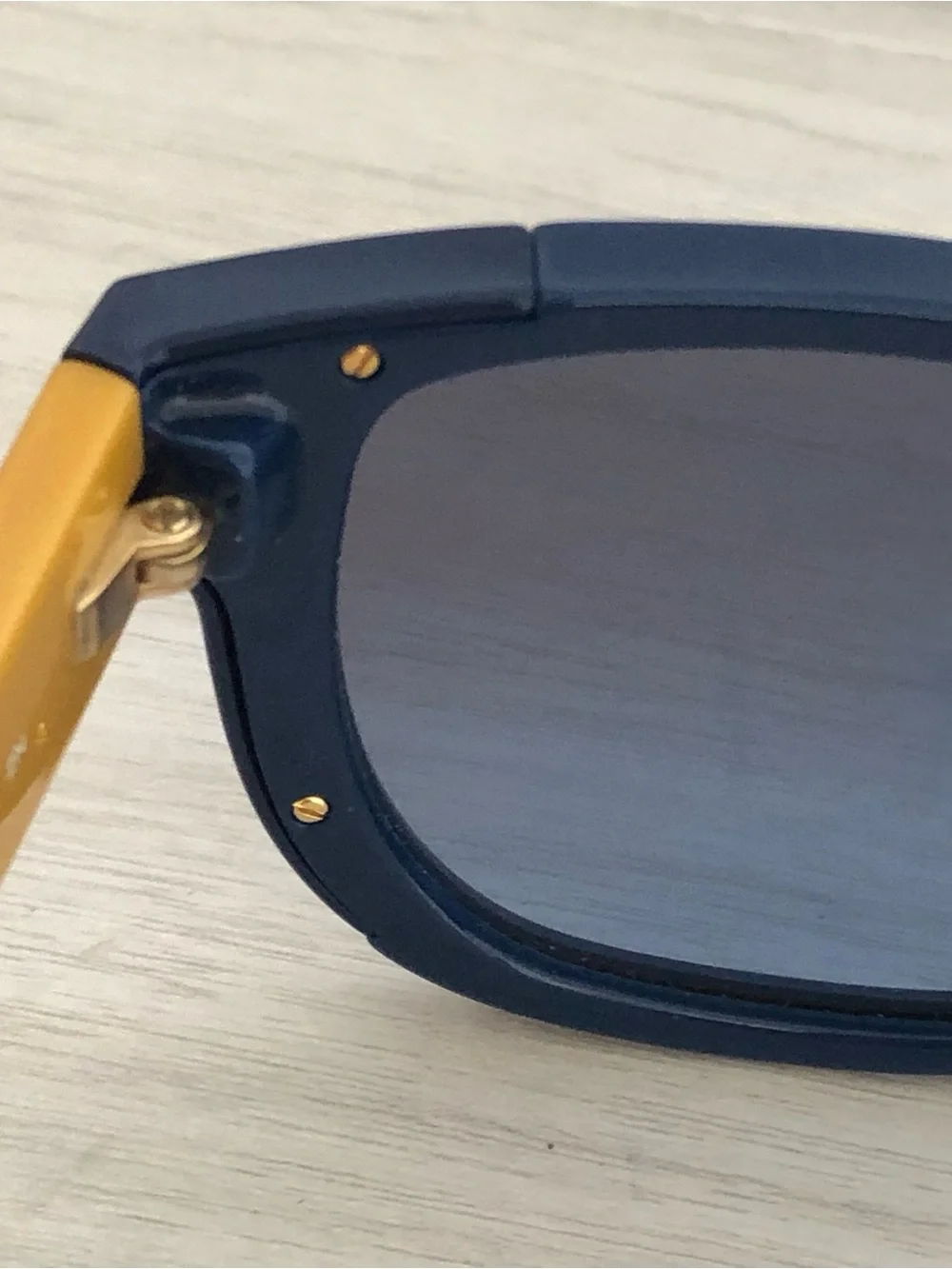 Tory Burch TY9023 Navy Blue Yellow Square Sunglasses w/ Orange Case